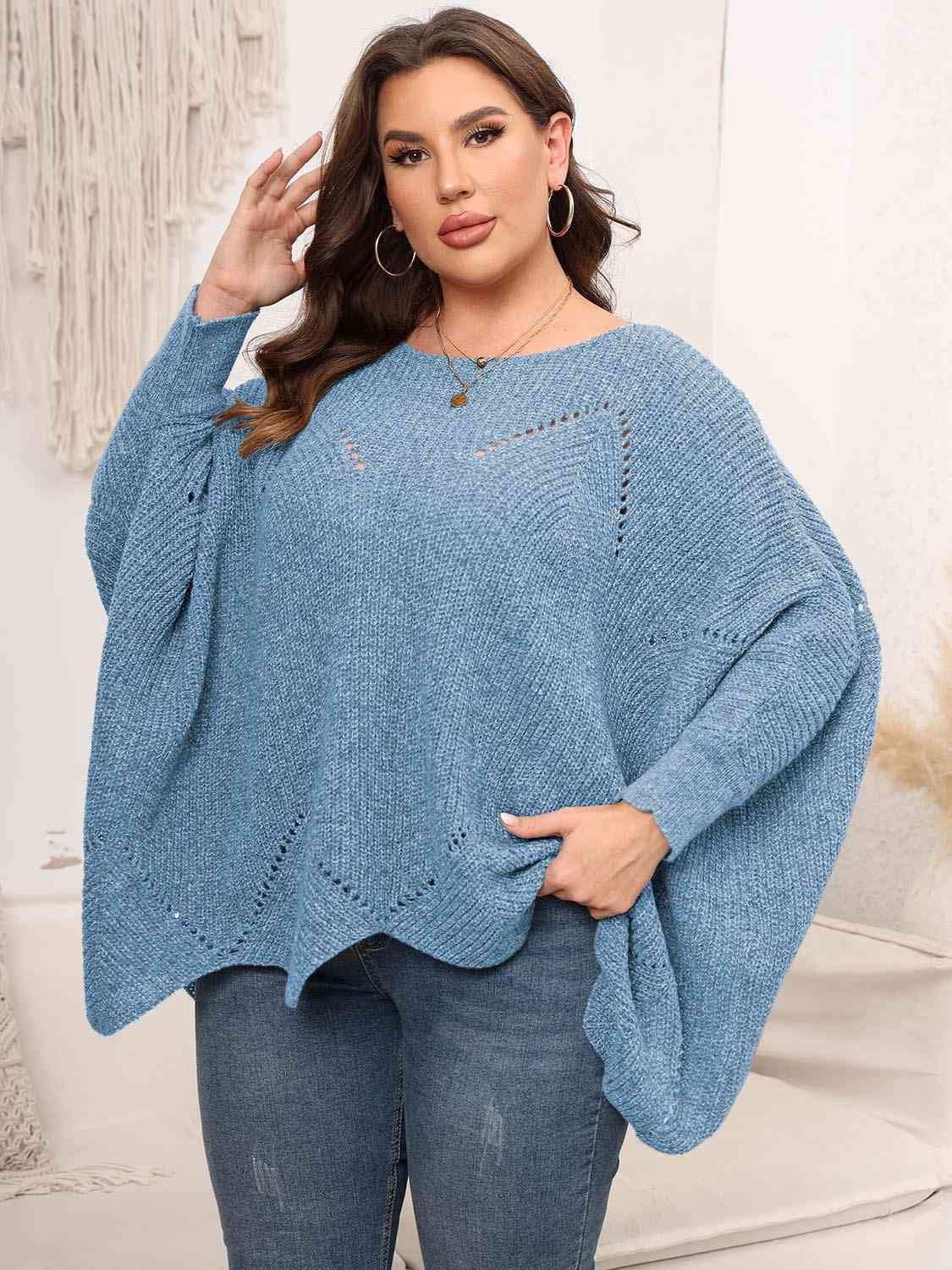 Round Neck Batwing Sleeve Sweater, 1XL-3XL, several color choices